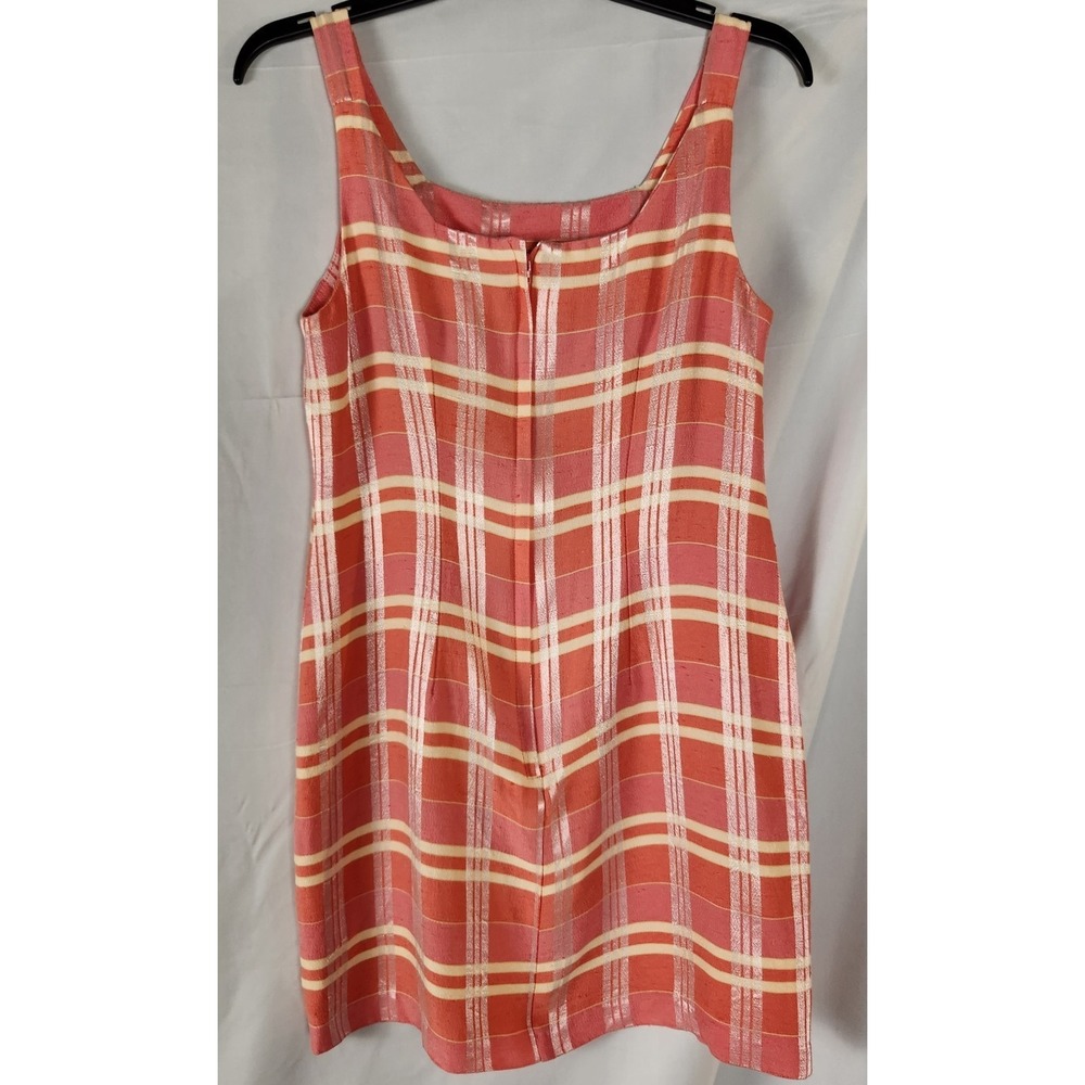 VTG 90s A Fortiori Coral Plaid Sleeveless Mini Sheath Dress S/M* - Picture 4 of 9
